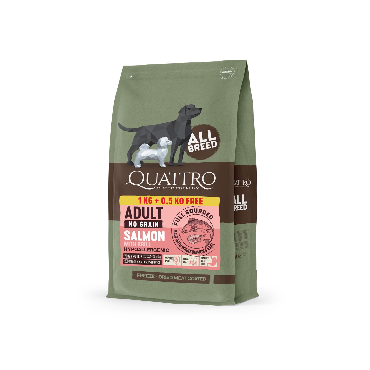 Quattro All Breed No Grain Salmon & Krill - 1,5kg