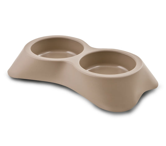 Dog Bowl Double Beige 20x35x6 cm