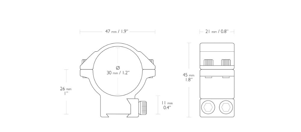 Match mount rings 30mm 9-11 mm medium