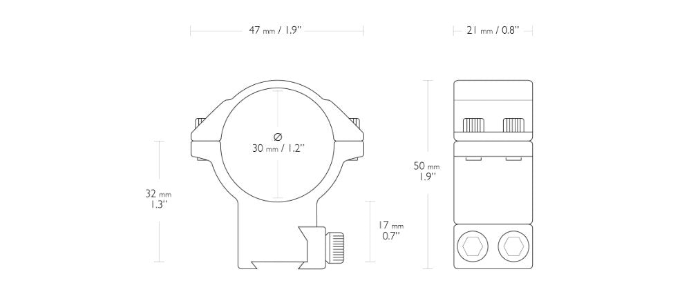 Match mount rings 30mm 9-11